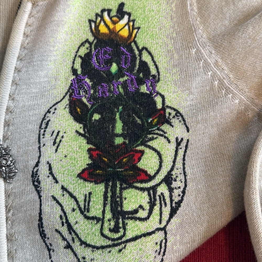 Distressed Extra long Ed Hardy Hooded Zip-up - Picture 6 of 14